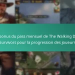 Les bonus du pass mensuel de The Walking Dead: Survivors pour la progression des joueurs